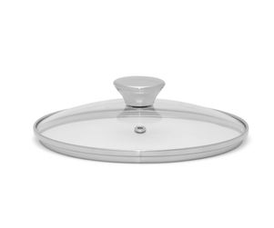 Riess Glasdeckel flach mit Edelstahlknopf 20 cm Cristall